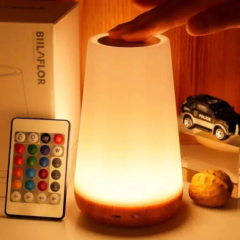 13 Color Changing Night Light RGB Remote Control Touch Dimmable Lamp Portable Table Bedside Lamps USB Rechargeable Night Lamp